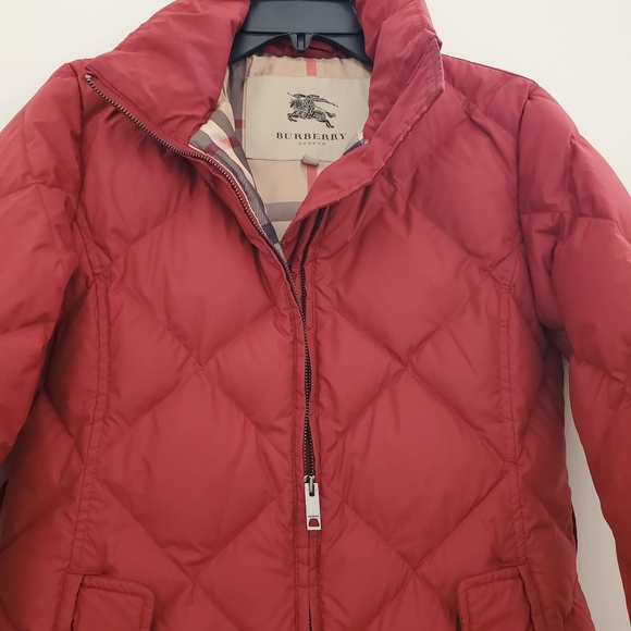 Burberry Dark Red Down Puffer Coat - Picture 2 of 11